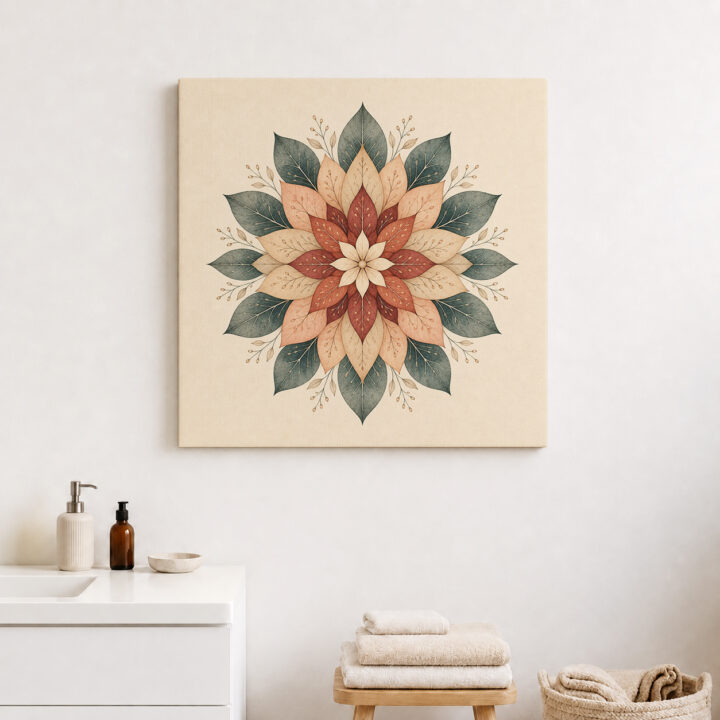 Leinwandbild Florales Mandala in Erdtönen