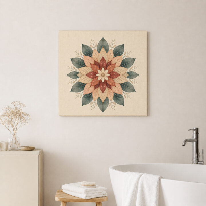 Leinwandbild Florales Mandala in Erdtönen