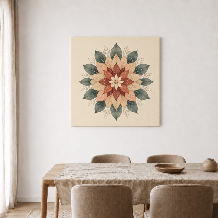 Leinwandbild Florales Mandala in Erdtönen