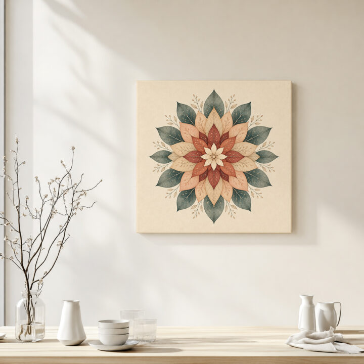 Leinwandbild Florales Mandala in Erdtönen