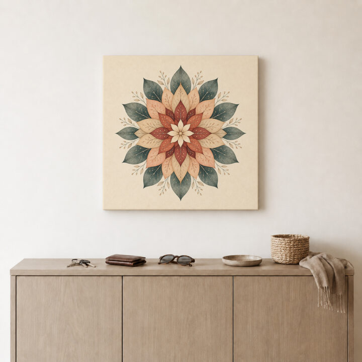 Leinwandbild Florales Mandala in Erdtönen
