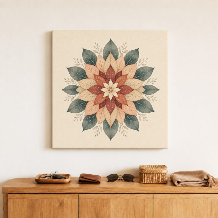 Leinwandbild Florales Mandala in Erdtönen
