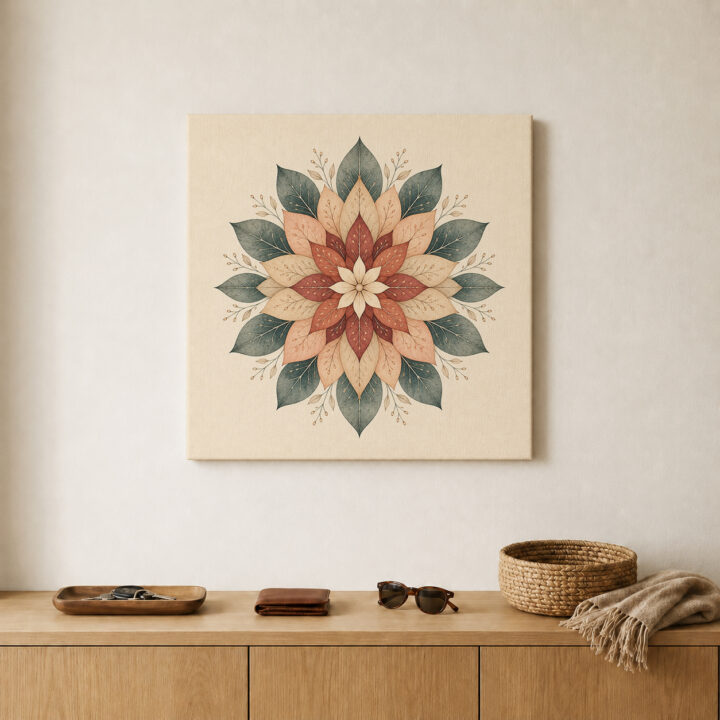 Leinwandbild Florales Mandala in Erdtönen