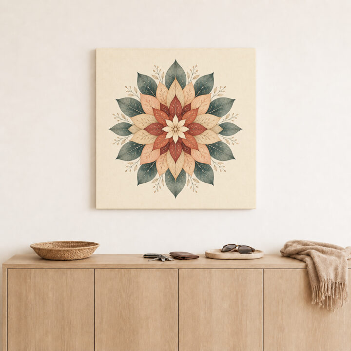 Leinwandbild Florales Mandala in Erdtönen