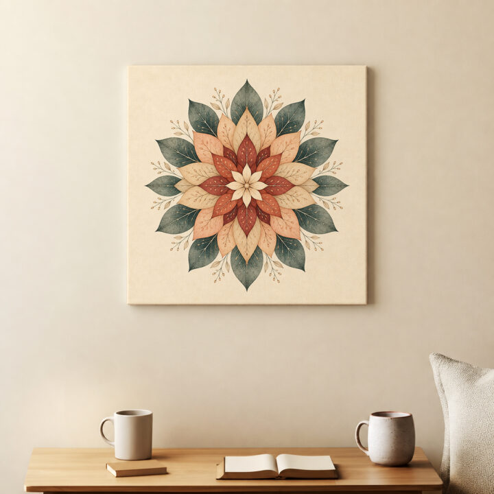 Leinwandbild Florales Mandala in Erdtönen