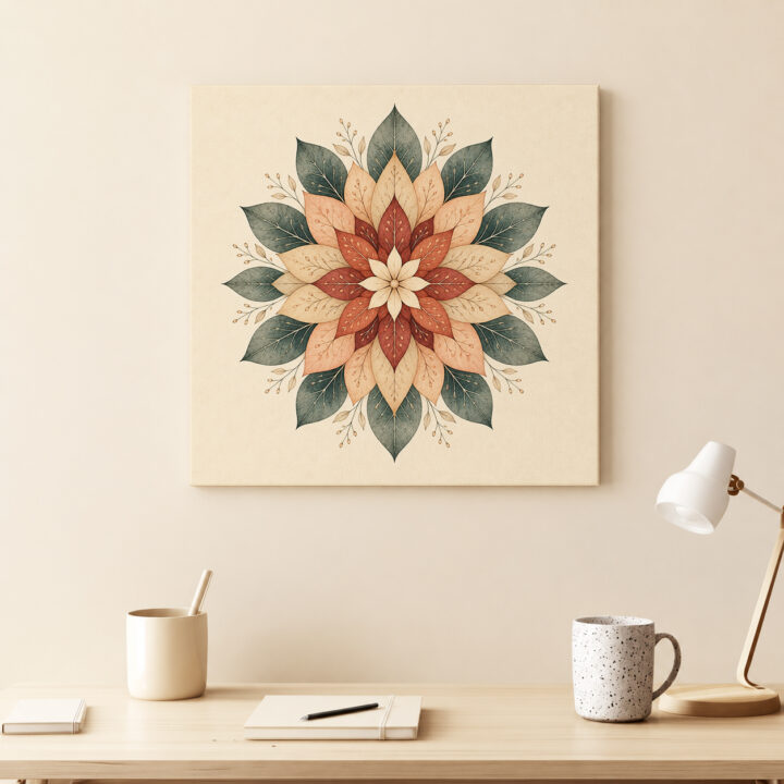 Leinwandbild Florales Mandala in Erdtönen