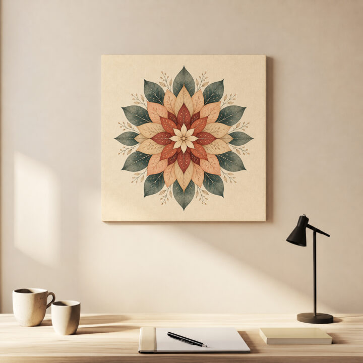 Leinwandbild Florales Mandala in Erdtönen