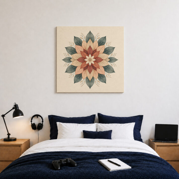 Leinwandbild Florales Mandala in Erdtönen