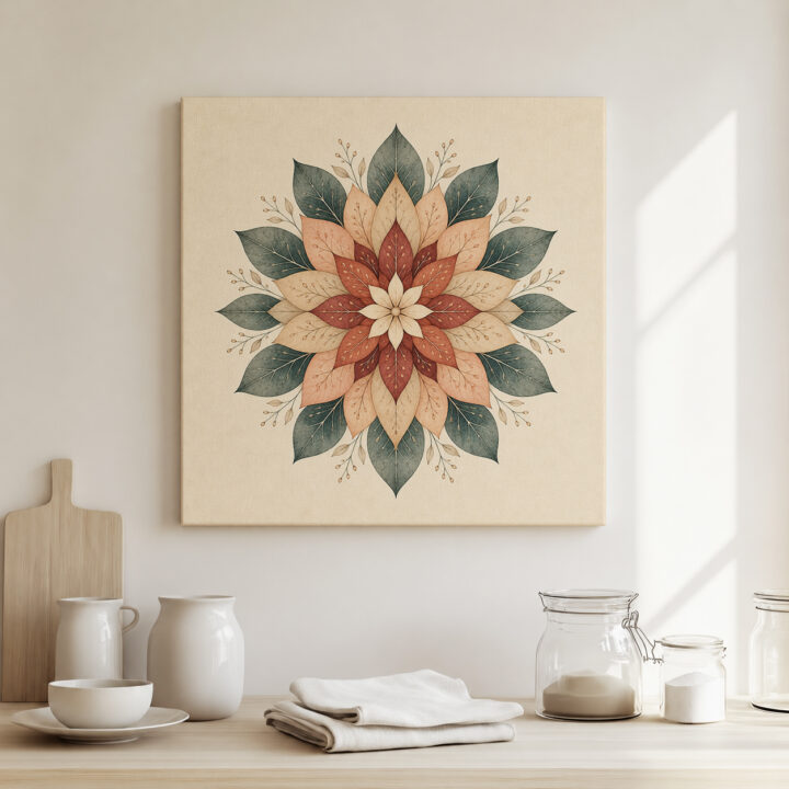 Leinwandbild Florales Mandala in Erdtönen