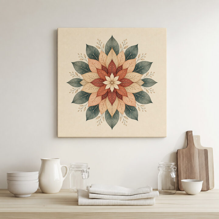 Leinwandbild Florales Mandala in Erdtönen