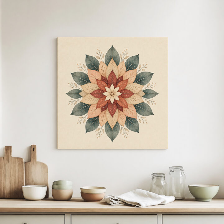 Canvas print Floral Mandala in Earth Tones