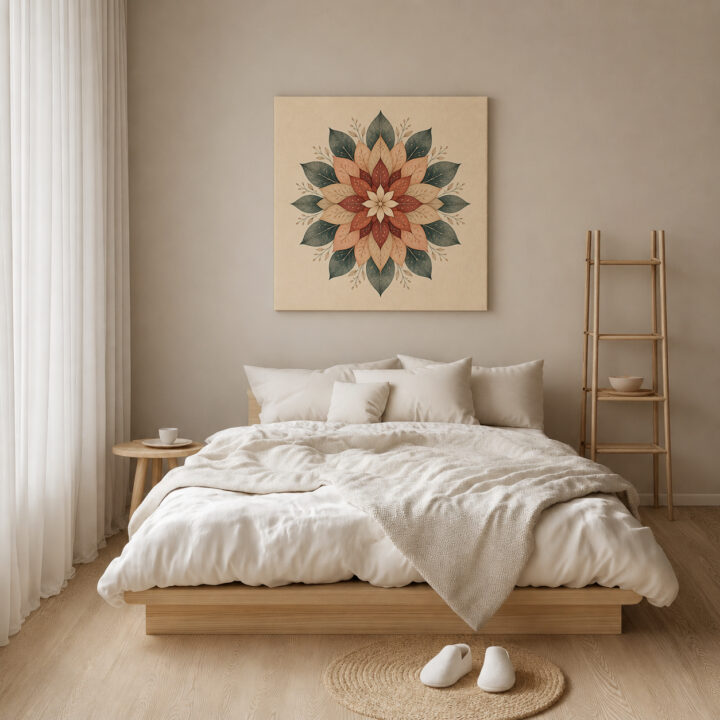 Leinwandbild Florales Mandala in Erdtönen