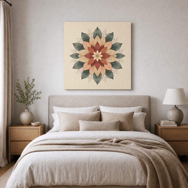 Leinwandbild Florales Mandala in Erdtönen
