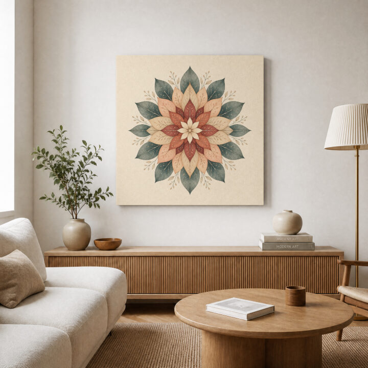 Leinwandbild Florales Mandala in Erdtönen