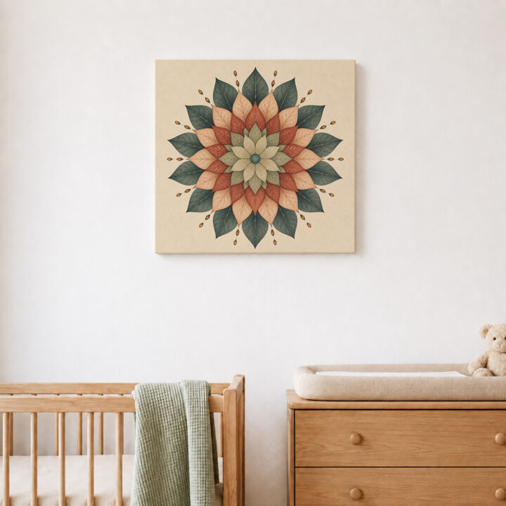 Leinwandbild Mandala in Salbei und Terrakotta