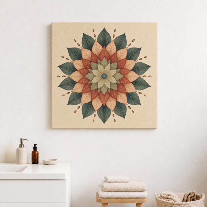 Leinwandbild Mandala in Salbei und Terrakotta