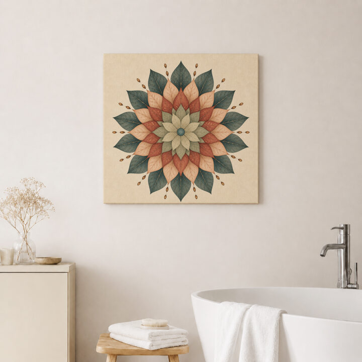 Leinwandbild Mandala in Salbei und Terrakotta