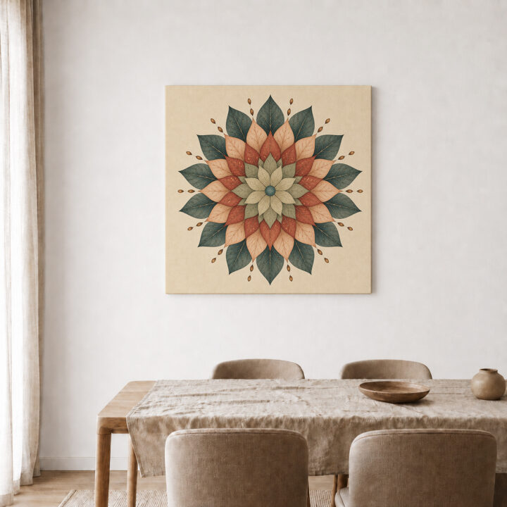 Leinwandbild Mandala in Salbei und Terrakotta