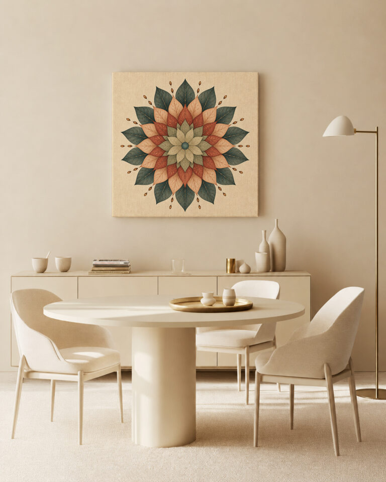 Leinwandbild Mandala in Salbei und Terrakotta