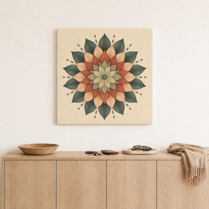 Canvas print Sage and Terracotta Flower Mandala