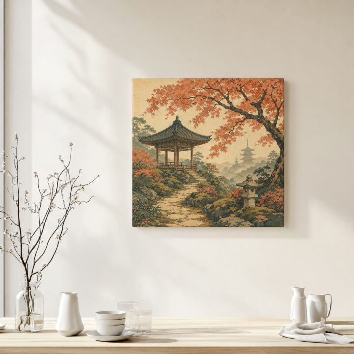 Leinwandbild Japanischer Garten im Herbst