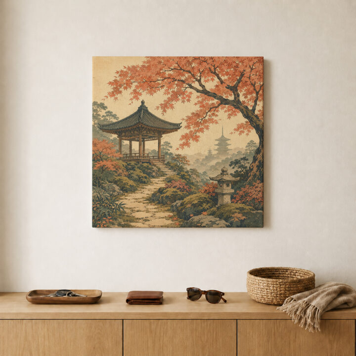 Leinwandbild Japanischer Garten im Herbst