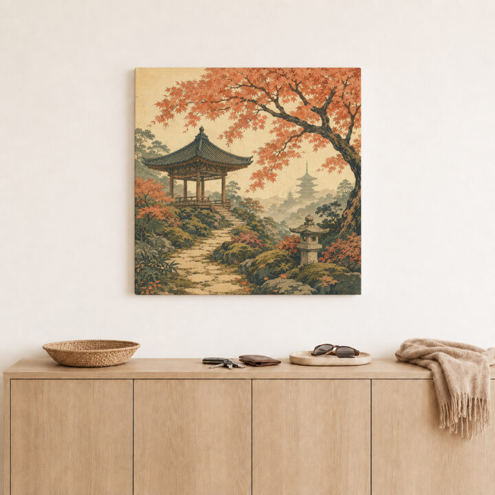 Leinwandbild Japanischer Garten im Herbst