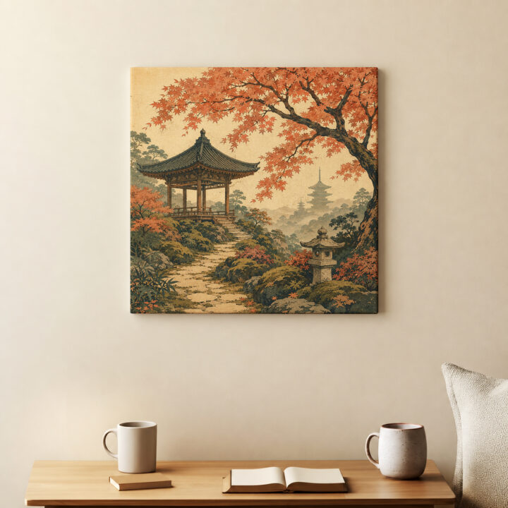 Leinwandbild Japanischer Garten im Herbst