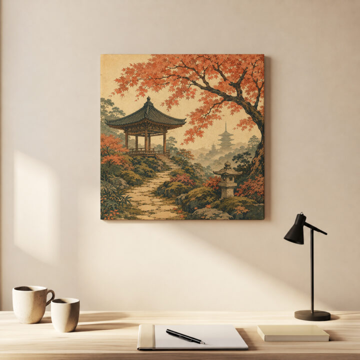Leinwandbild Japanischer Garten im Herbst