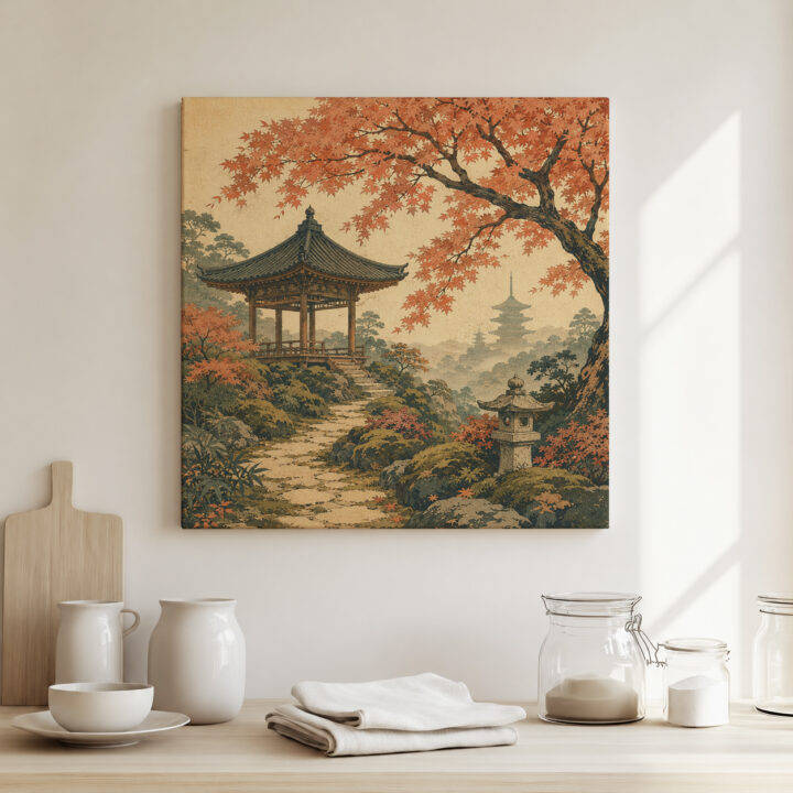 Leinwandbild Japanischer Garten im Herbst