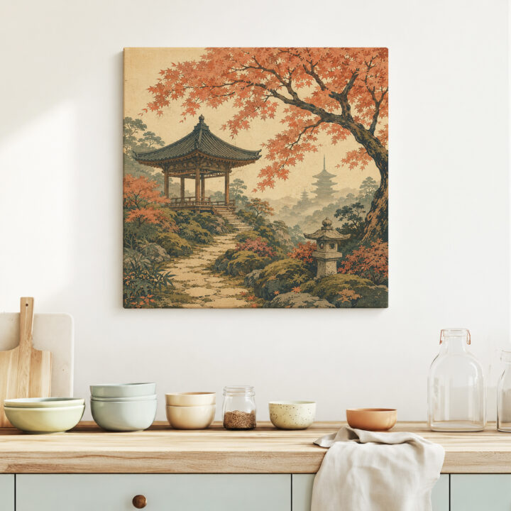 Leinwandbild Japanischer Garten im Herbst