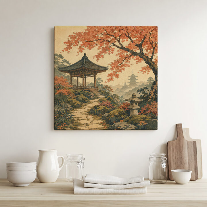 Leinwandbild Japanischer Garten im Herbst