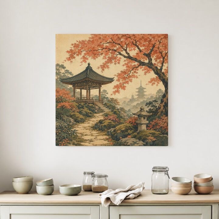 Leinwandbild Japanischer Garten im Herbst