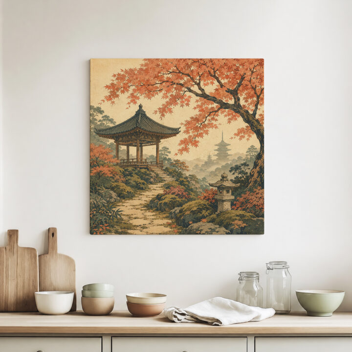 Leinwandbild Japanischer Garten im Herbst