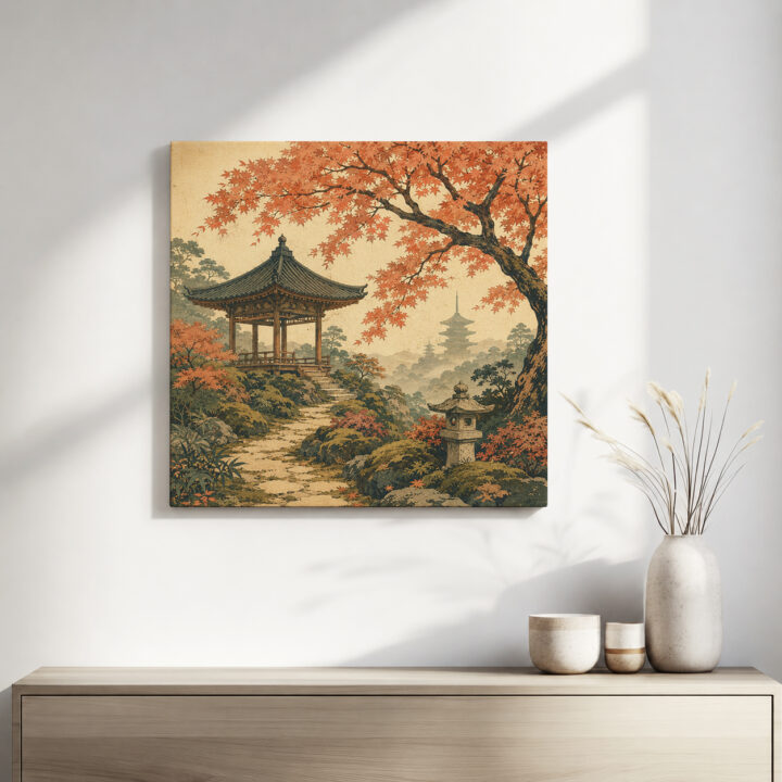 Leinwandbild Japanischer Garten im Herbst