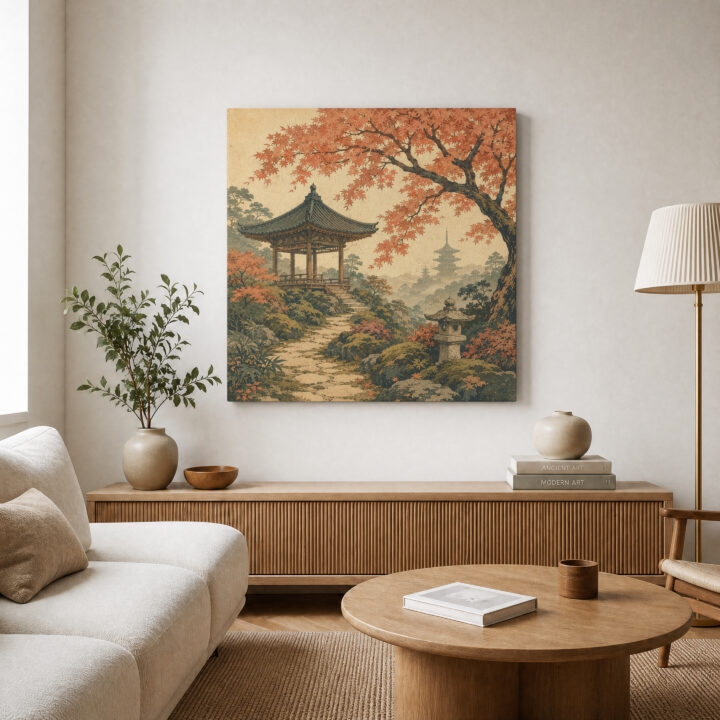 Leinwandbild Japanischer Garten im Herbst