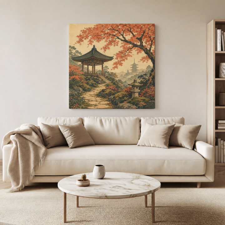 Leinwandbild Japanischer Garten im Herbst