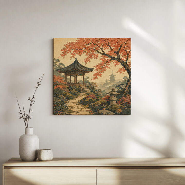 Leinwandbild Japanischer Garten im Herbst