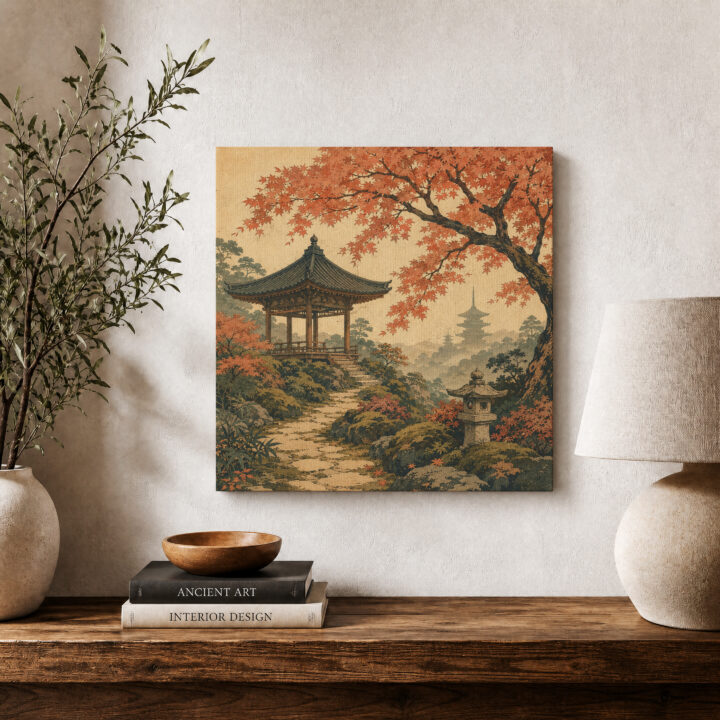 Leinwandbild Japanischer Garten im Herbst