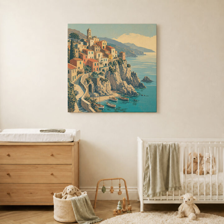 Leinwandbild Mediterrane Treppen und Häuser