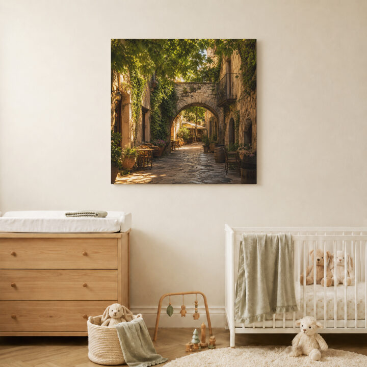 Leinwandbild Altstadtgasse im Abendlicht