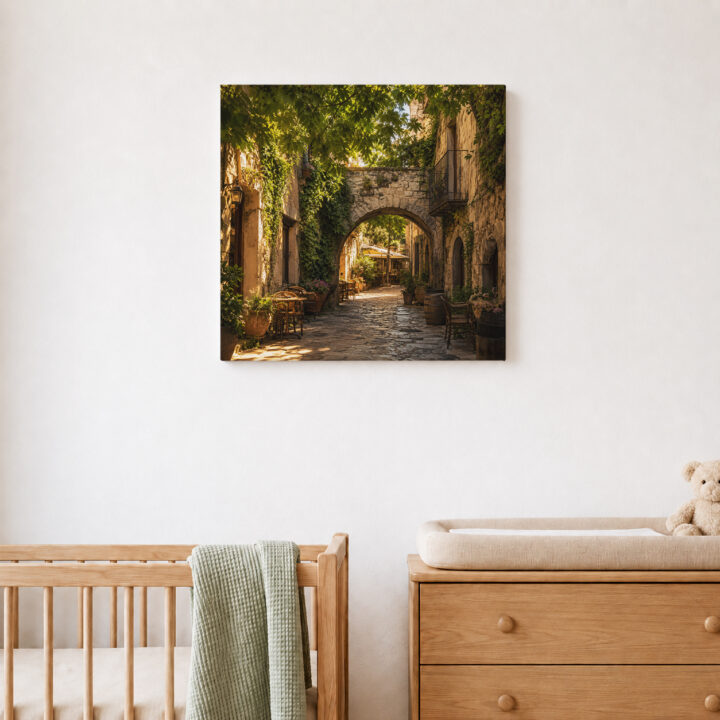 Leinwandbild Altstadtgasse im Abendlicht