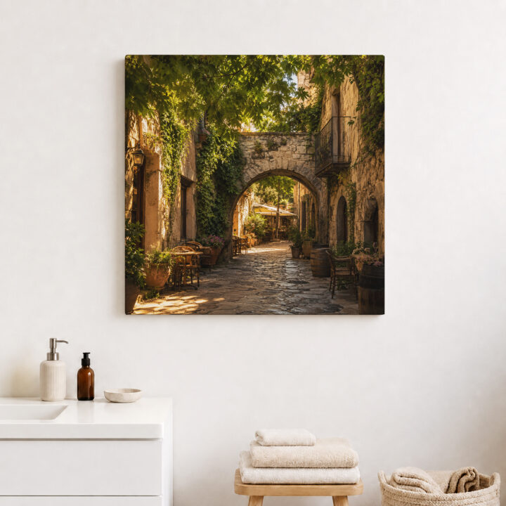 Leinwandbild Altstadtgasse im Abendlicht