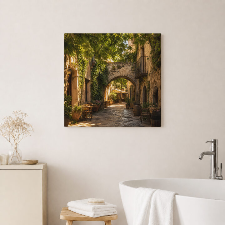 Leinwandbild Altstadtgasse im Abendlicht