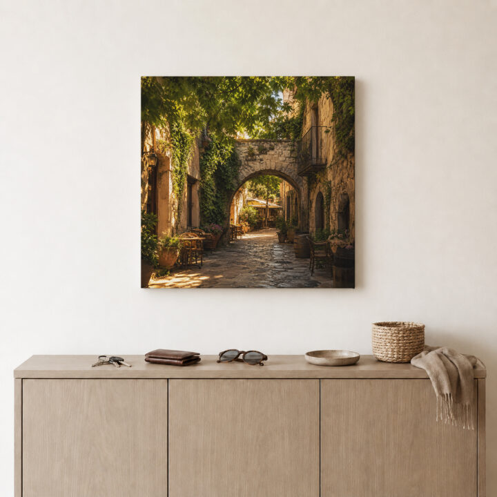 Leinwandbild Altstadtgasse im Abendlicht