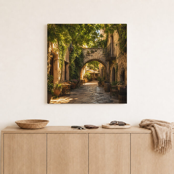 Leinwandbild Altstadtgasse im Abendlicht