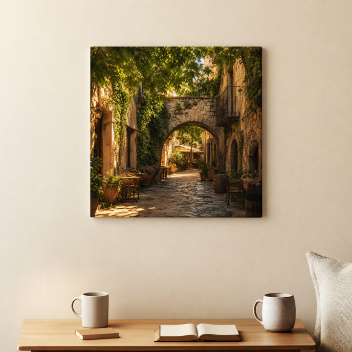 Leinwandbild Altstadtgasse im Abendlicht