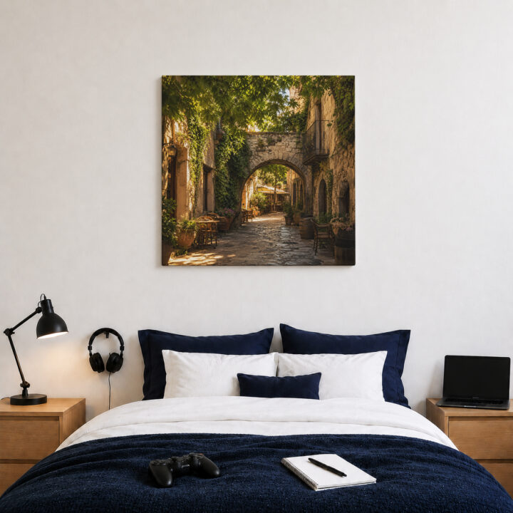 Leinwandbild Altstadtgasse im Abendlicht
