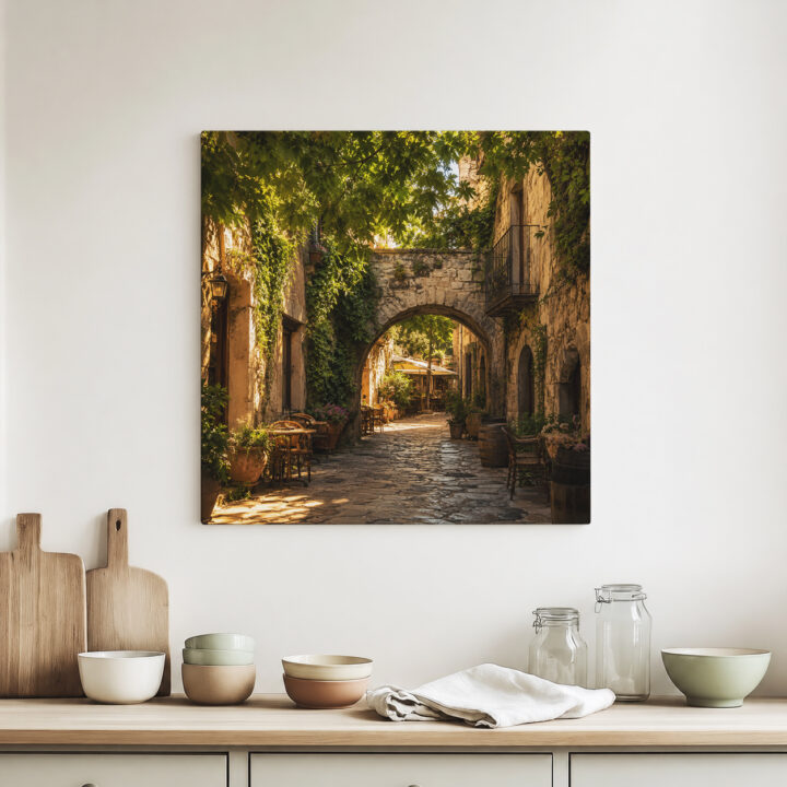 Leinwandbild Altstadtgasse im Abendlicht
