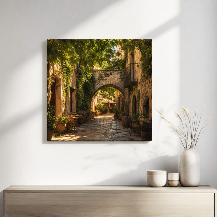 Leinwandbild Altstadtgasse im Abendlicht